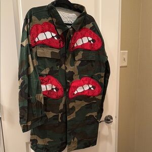 Camo Utility Jacket with Lips